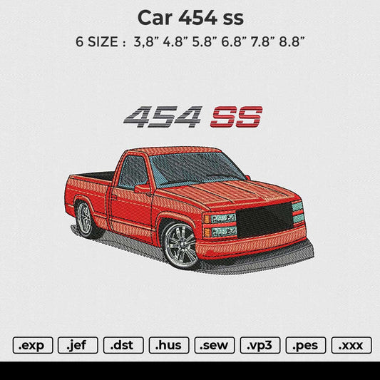 Car 454 ss Embroidery File 6 size