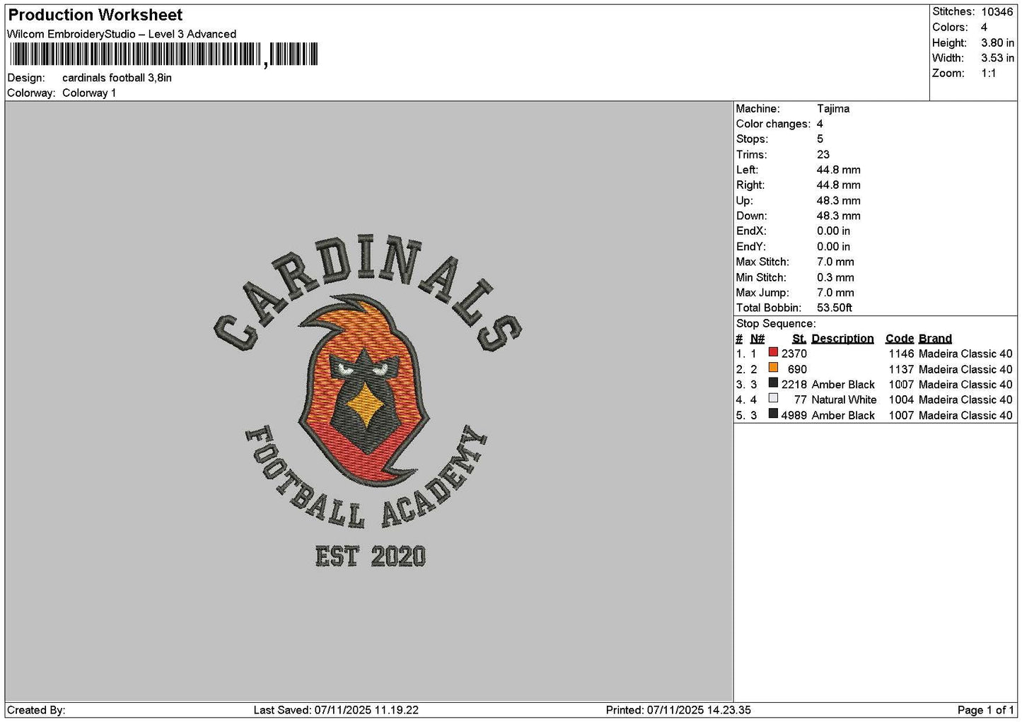 Footballtext 0711 Embroidery File 6 sizes