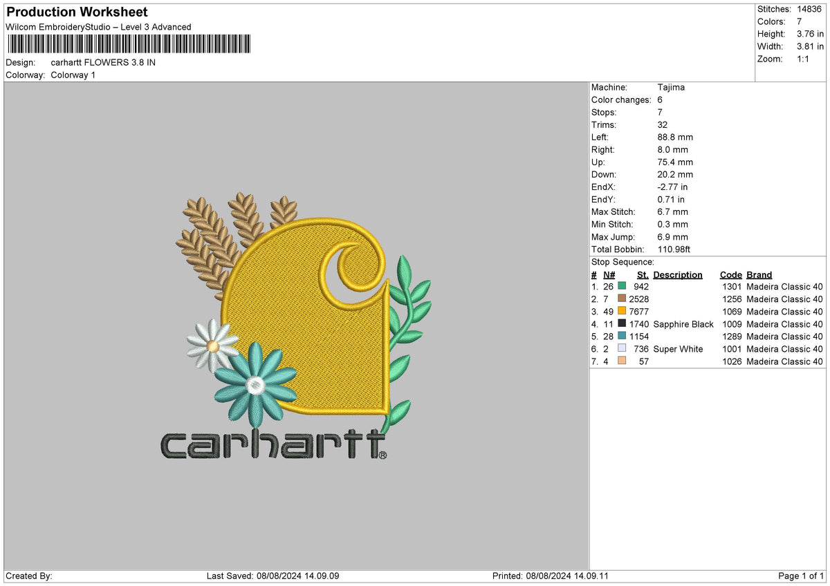 Flowers Logo 0708 Embroidery File 6 sizes