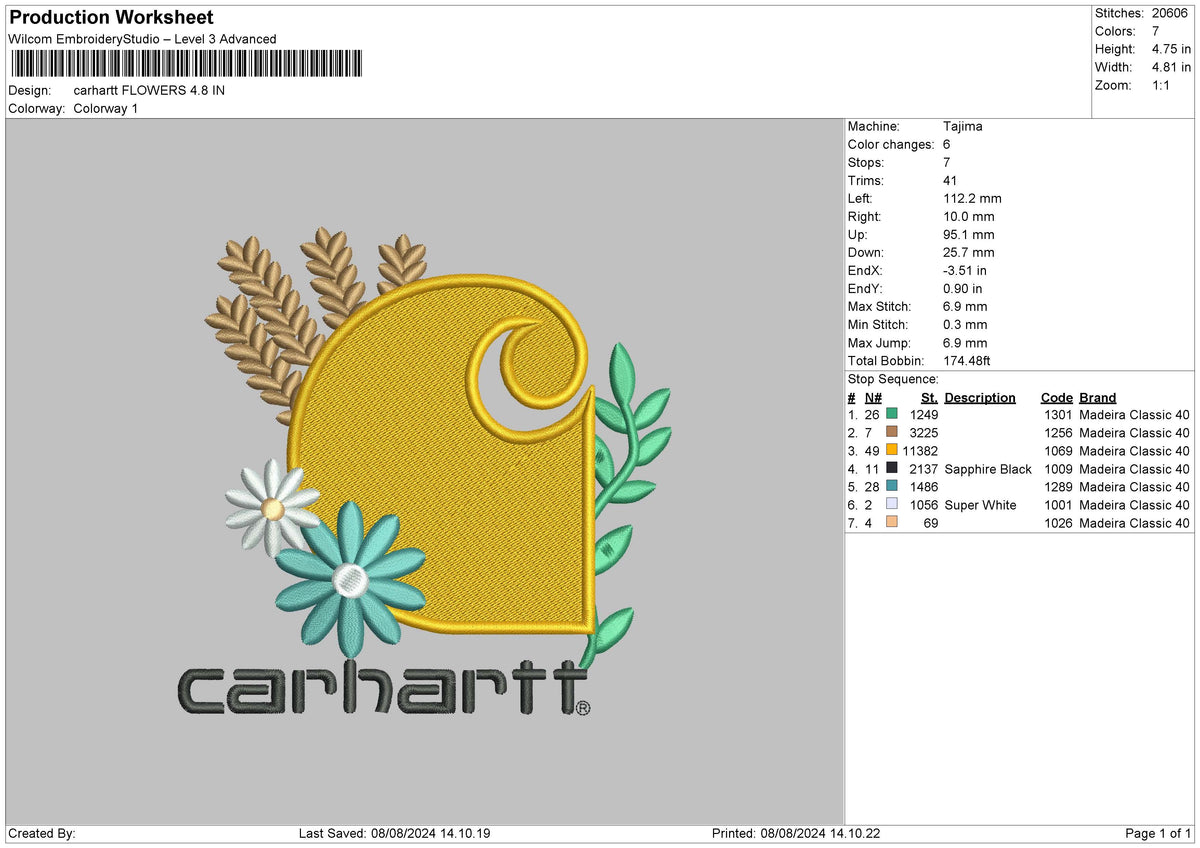 Flowers Logo 0708 Embroidery File 6 sizes