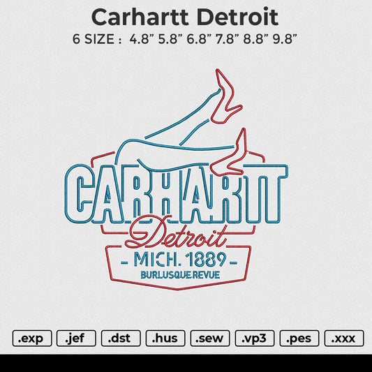 Carhartt detroit Embroidery File 6 size