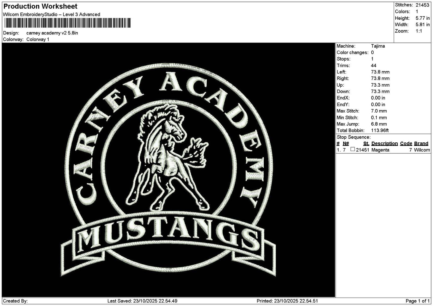 Carneytext Embroidery File 6 sizes