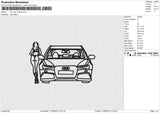 Car n Girl outline Embroidery File 6 size
