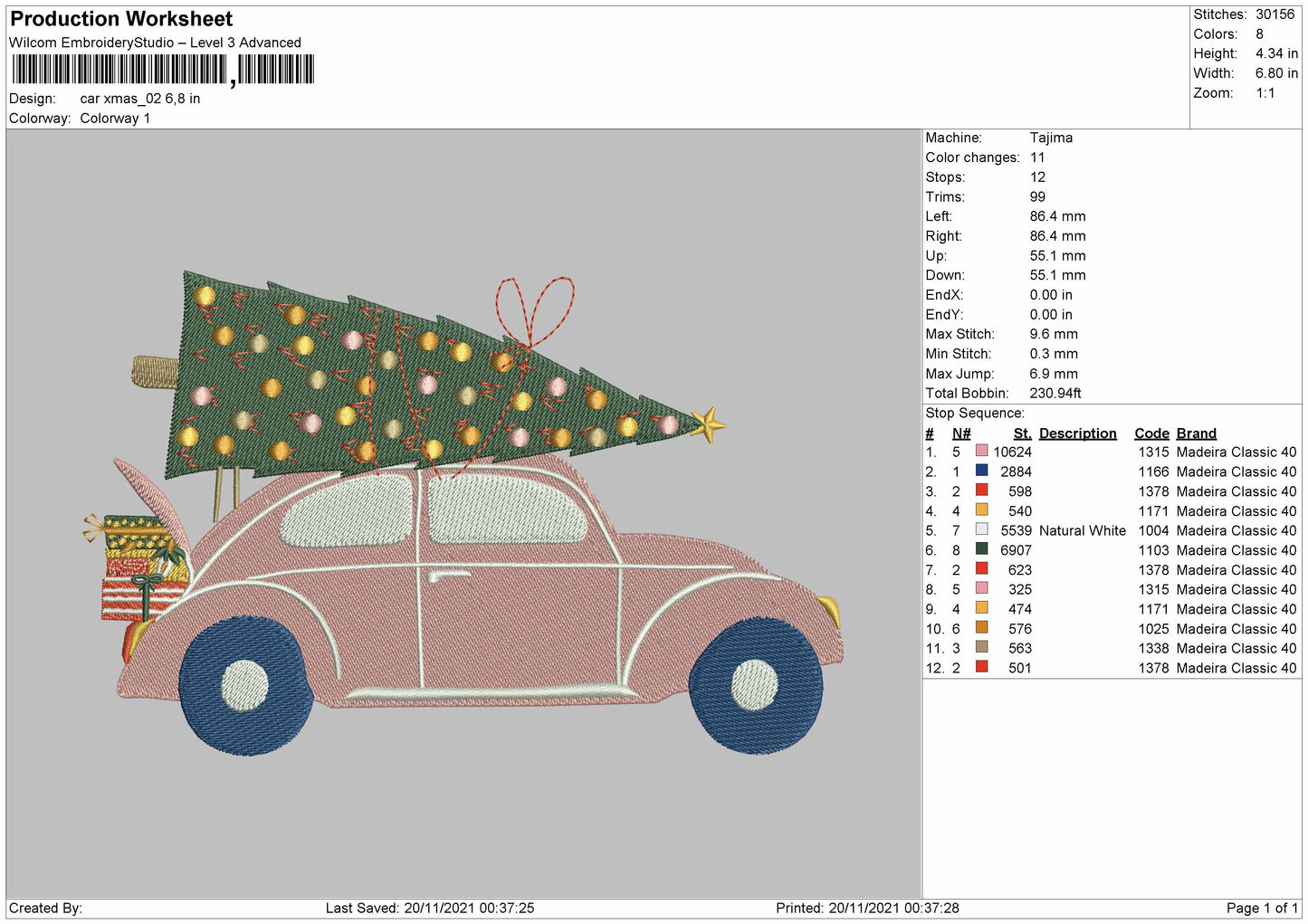 Car Xmas Embroidery