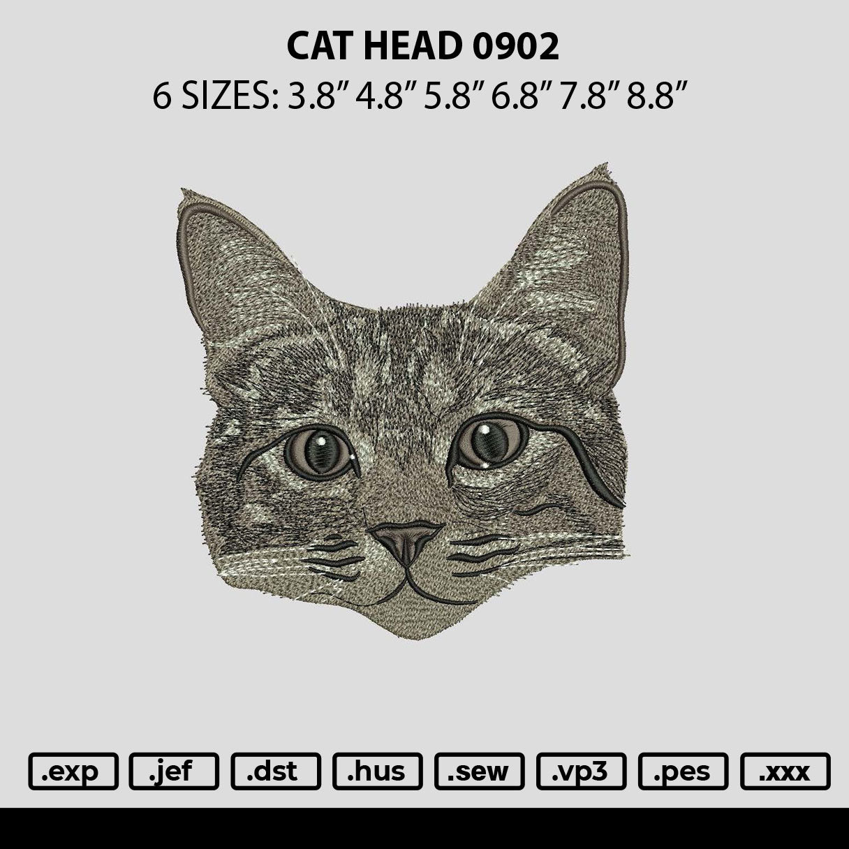 Cat Head 0902 Embroidery File 6 sizes