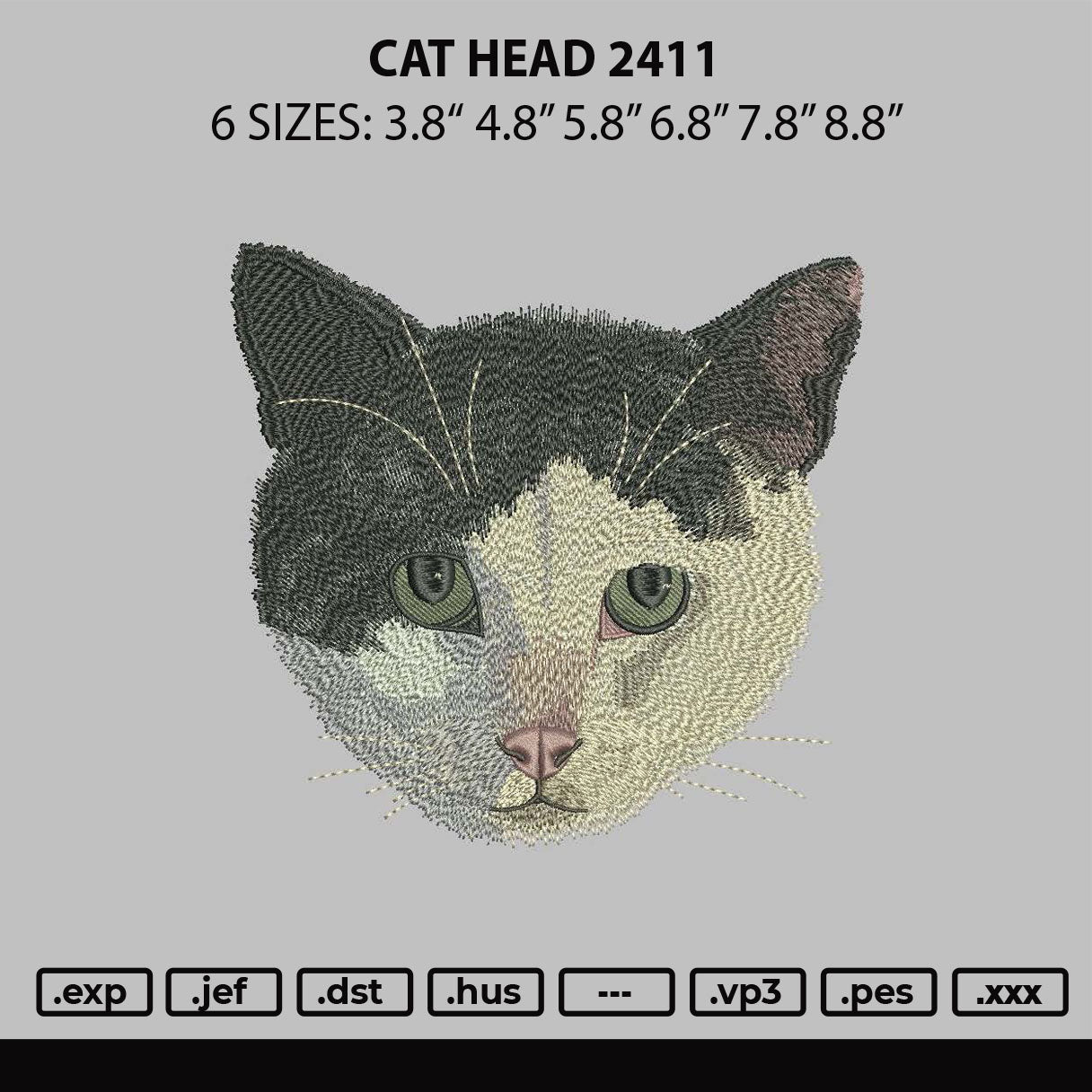 Cat 2411 Embroidery File 6 sizes