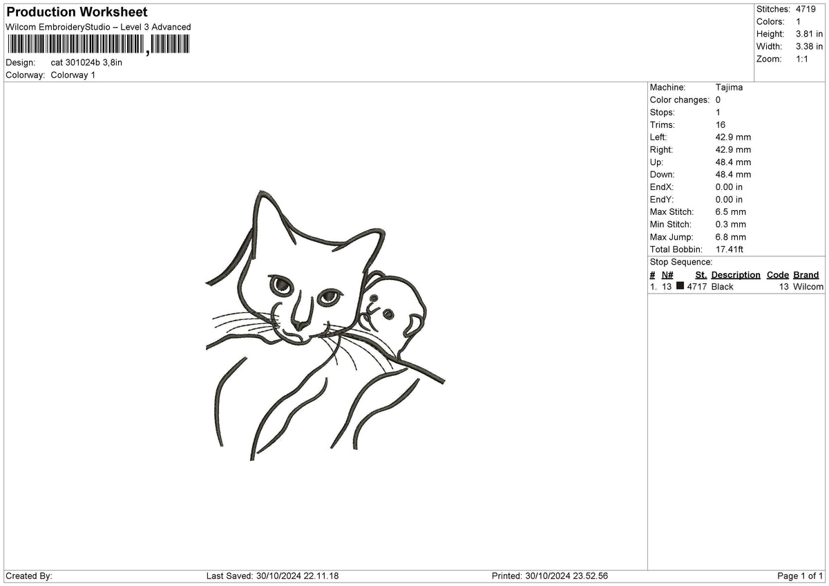Cat 3010b Embroidery File 6 sizes