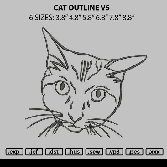 Cat Ouutline V5 Embroidery File 6 sizes