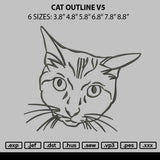 Cat Ouutline V5 Embroidery File 6 sizes