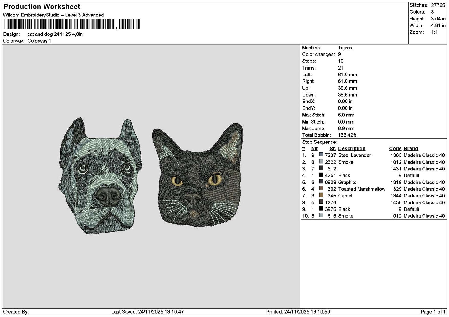 Cat Dog Head 2411 Embroidery File 6 sizes