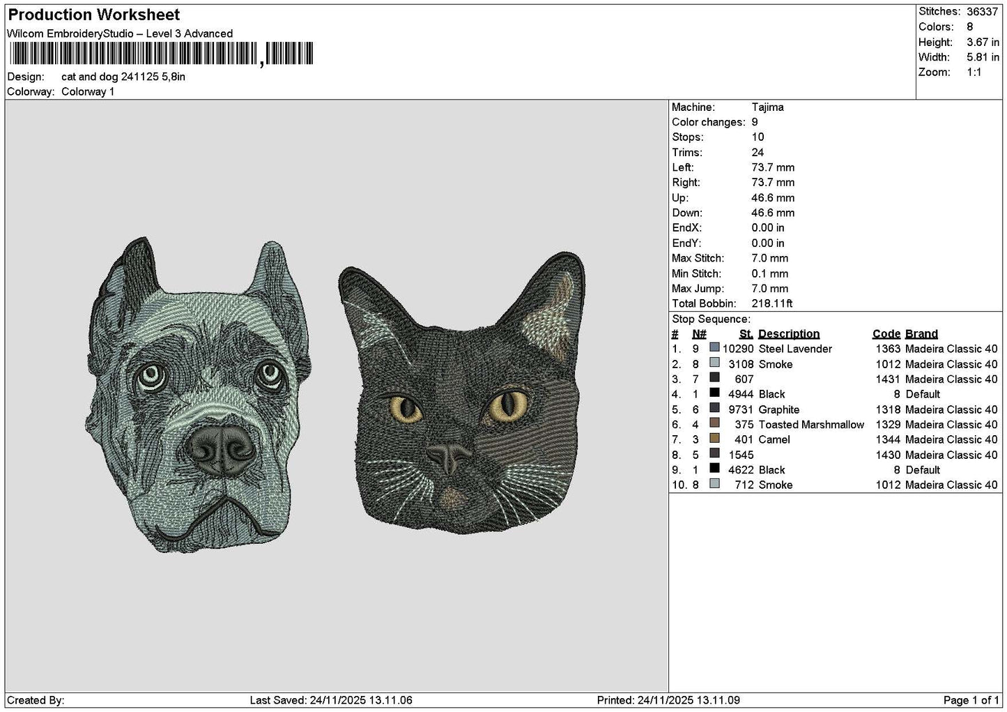 Cat Dog Head 2411 Embroidery File 6 sizes