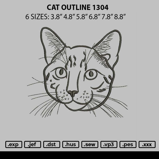 Cat Outline 1304 Embroidery File 6 sizes