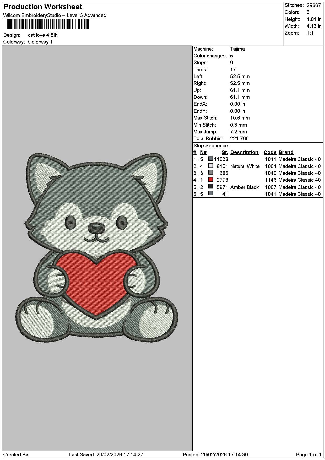Cat Love Embroidery File 6 sizes