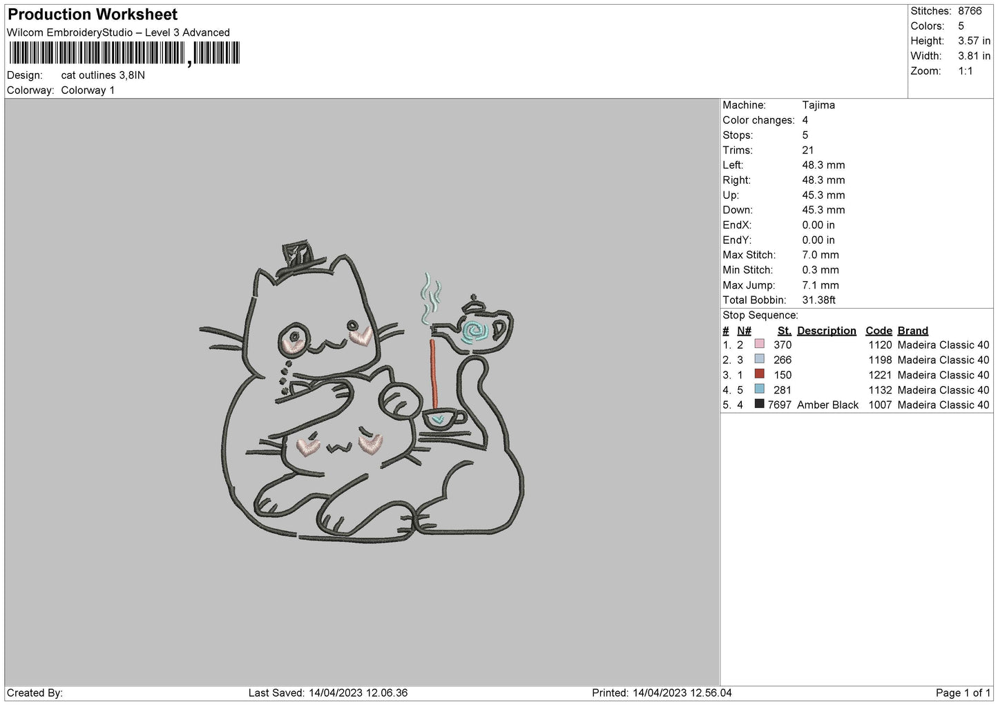 Cat Outlines Embroidery