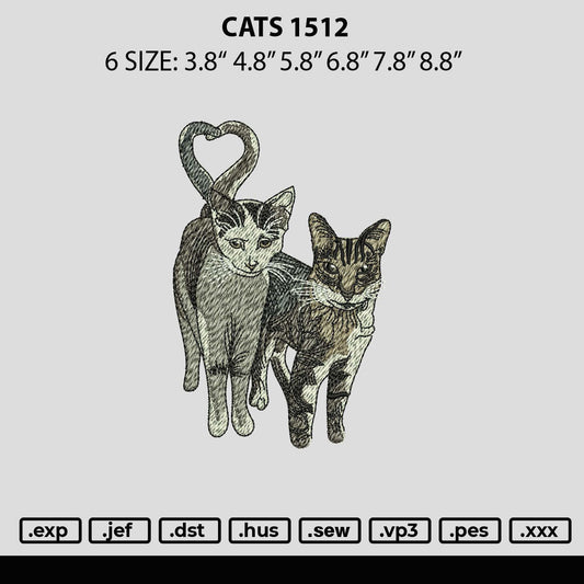 Cats 1412 Embroidery File 6 sizes