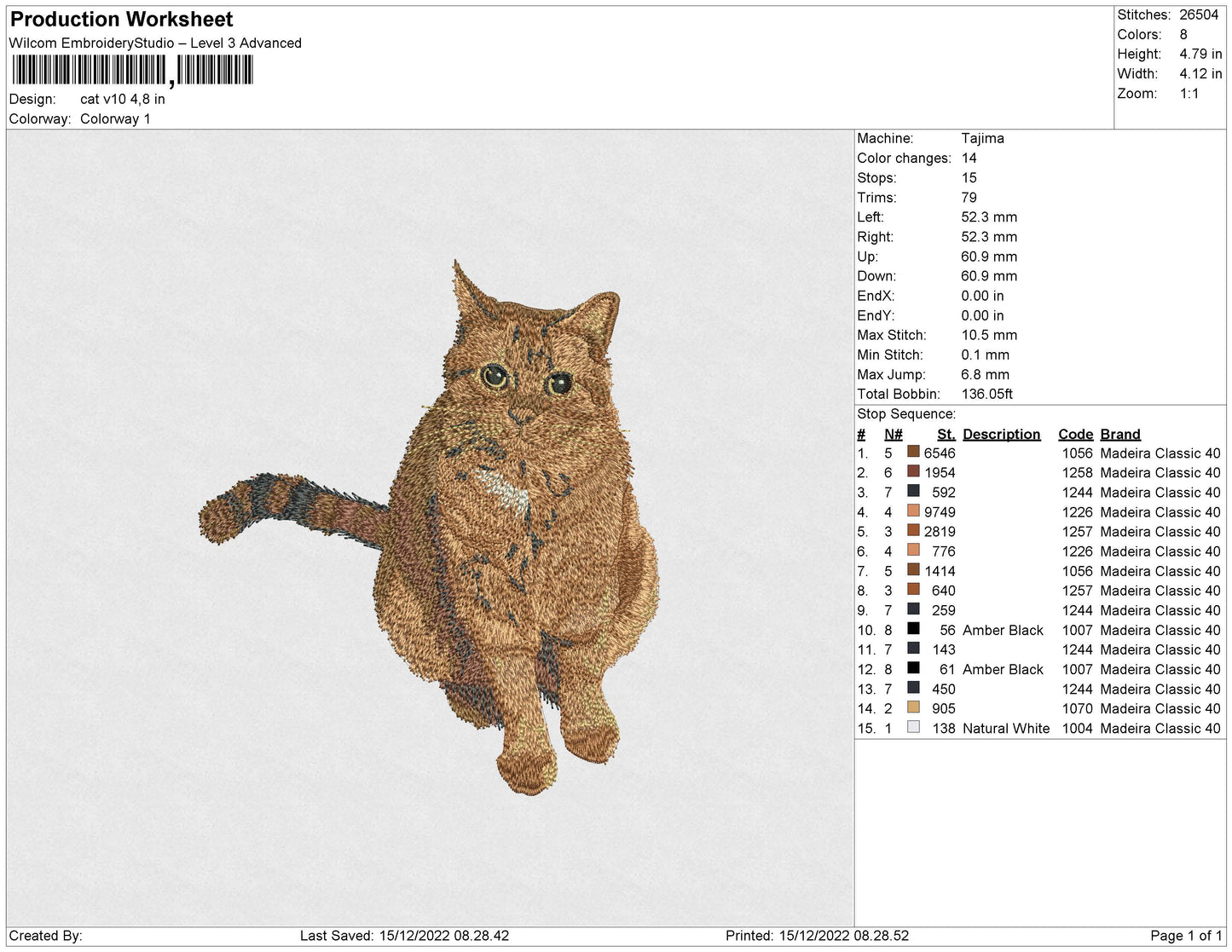 cat v10 Embroidery