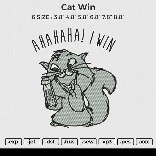 Cat win Embroidery File 6 size