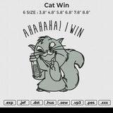 Cat win Embroidery File 6 size