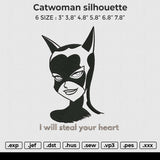 Catwoman silhouette Embroidery File 6 size