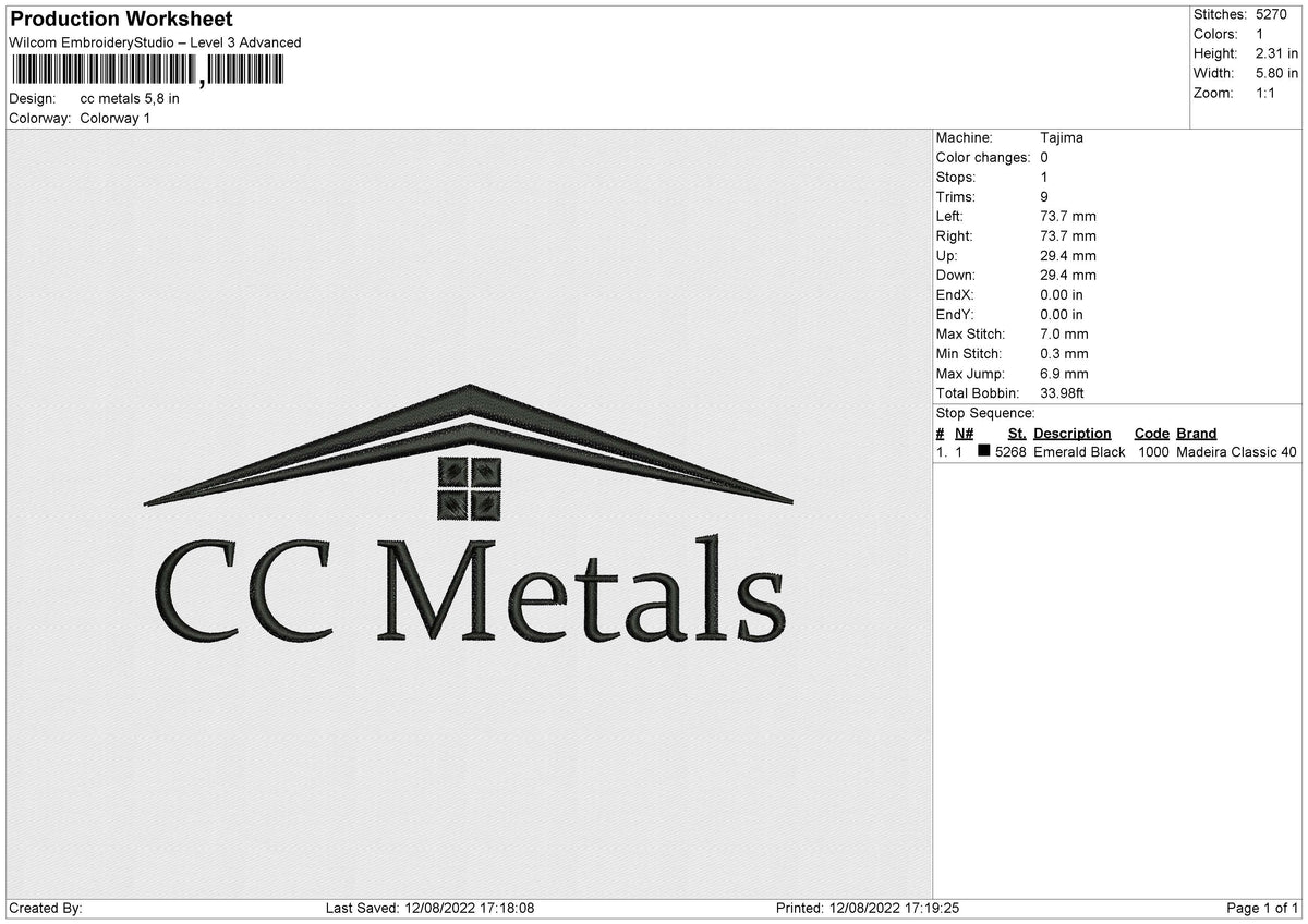 CC Metals Embroidery