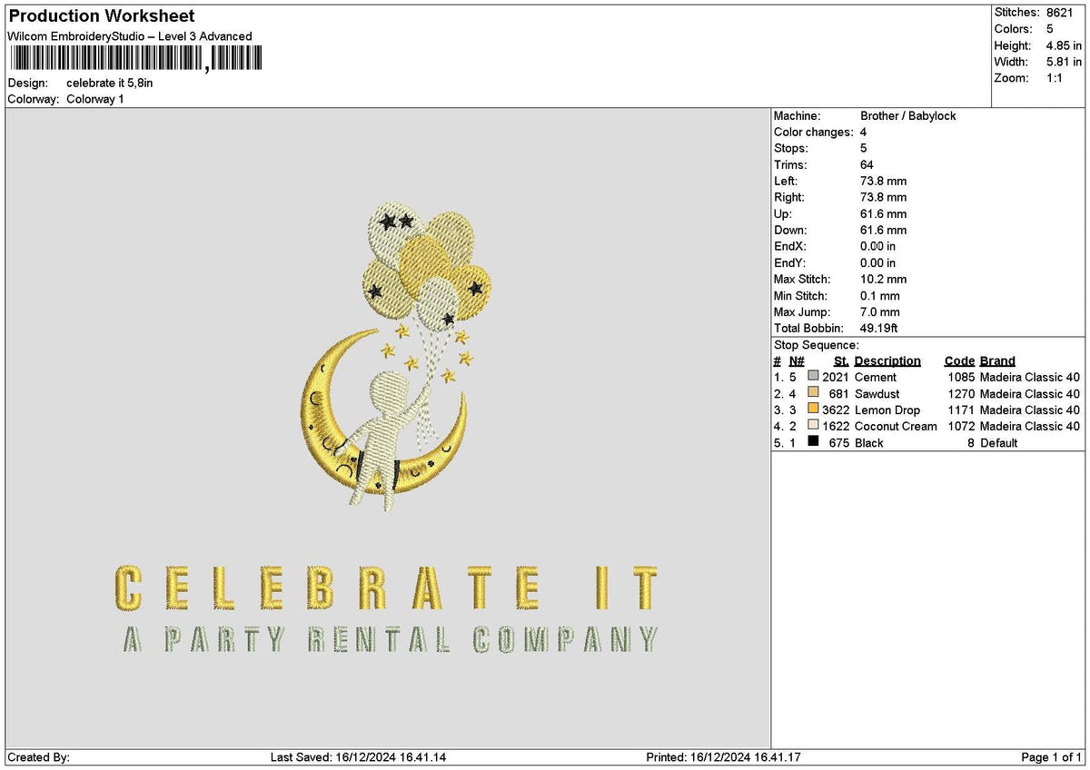 Celebrate Text Embroidery File 6 sizes