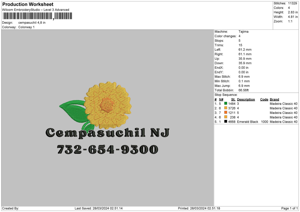 Flower Text 2803 Embroider File 6 sizes