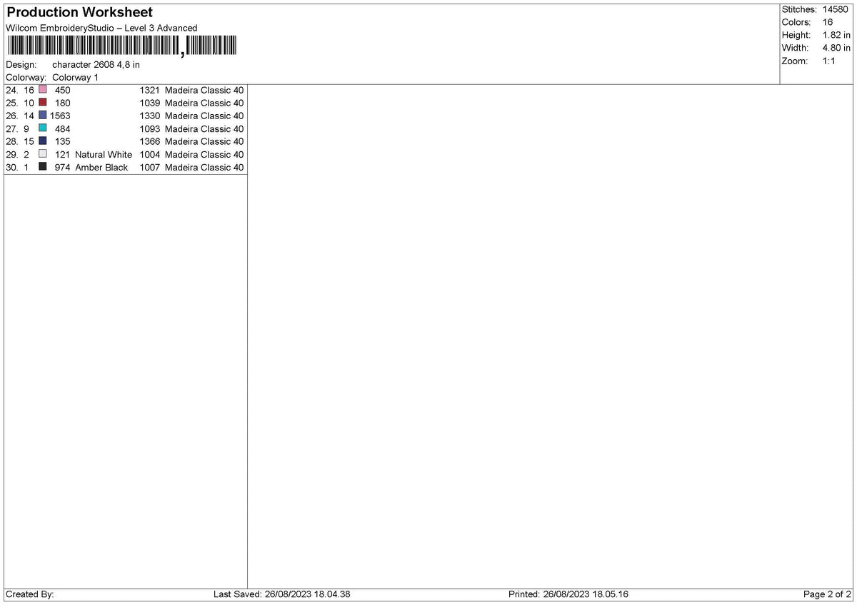 Character 2608 Embroidery File 6 sizes