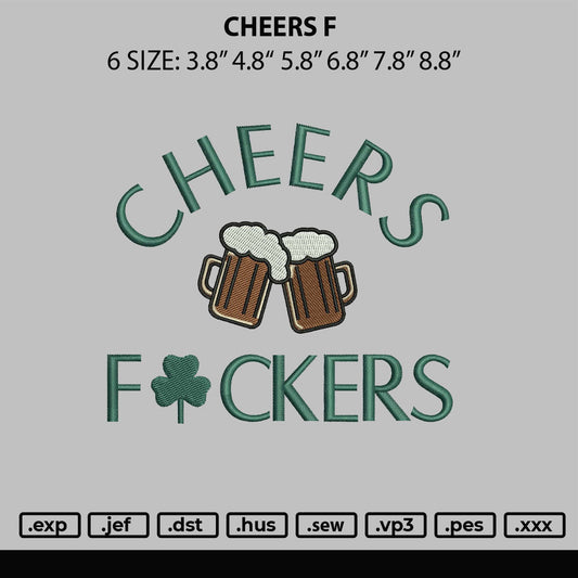 Cheers F Embroider File 6 sizes