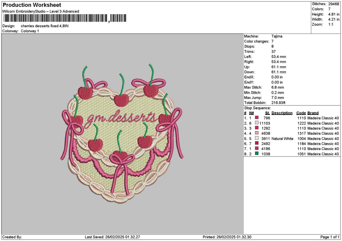 Cherries 2302 Embroidery File 6 sizes