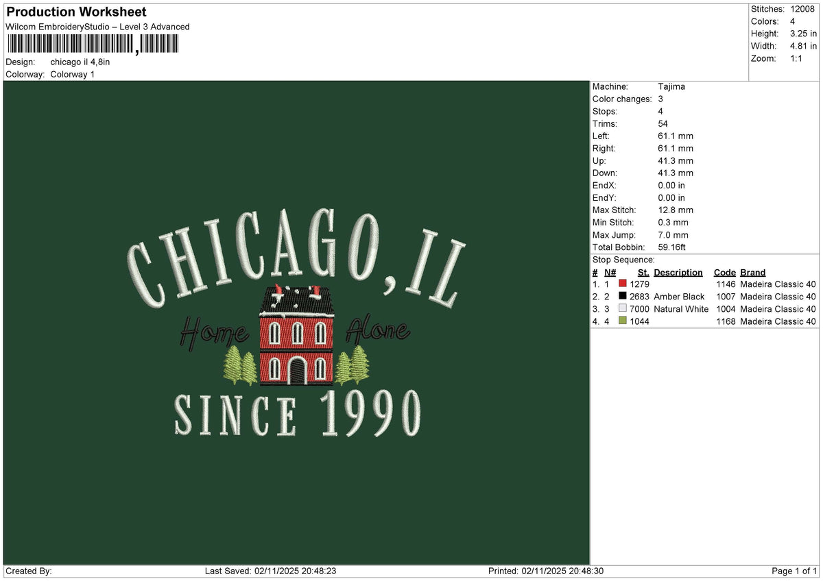 Chicago il Embroidery File 6 sizes