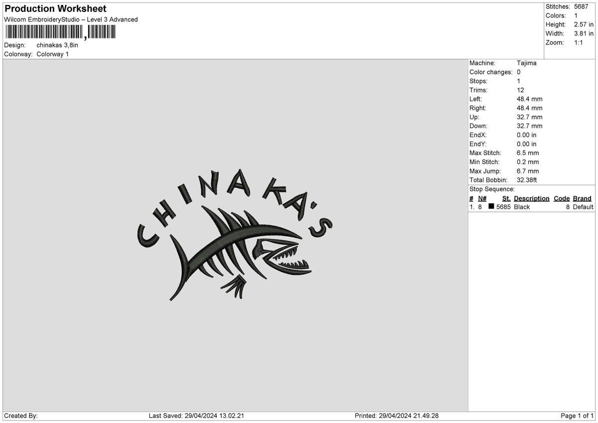 Fish Text Embroidery File 6 sizes