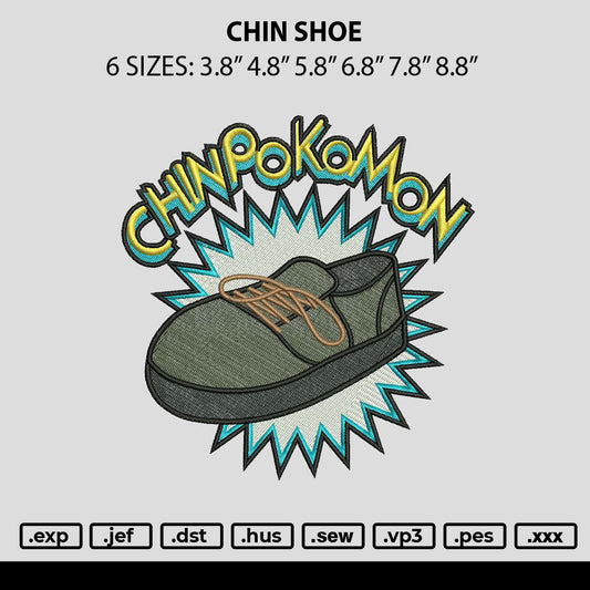 Chin Shoe Embroidery File 6 sizes