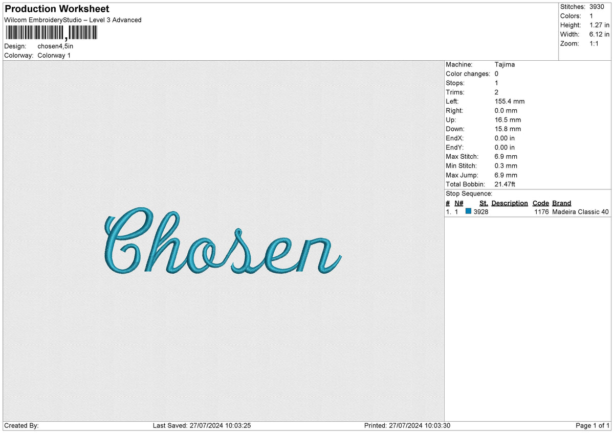 Chosen Embroidery File&nbsp;6 size