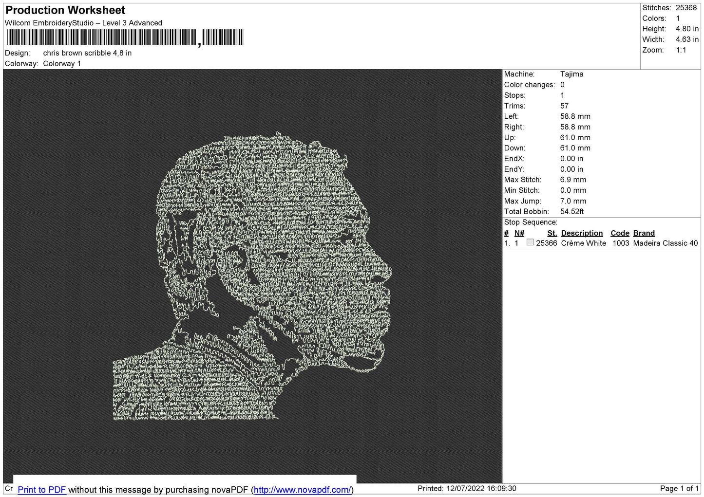 Chris Brown Scribble Embroidery