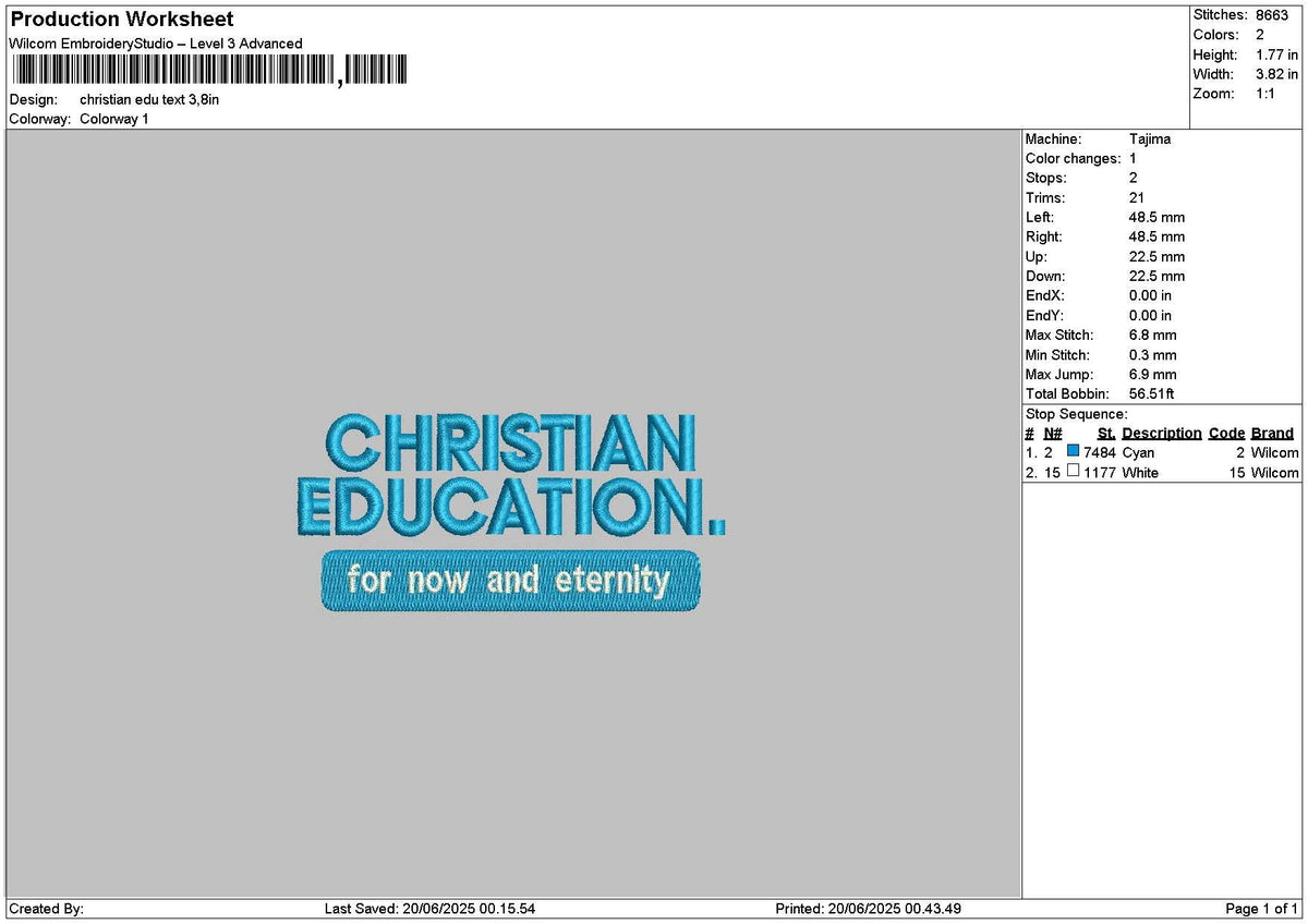 Christiantext 1906 Embroidery File 6 sizes