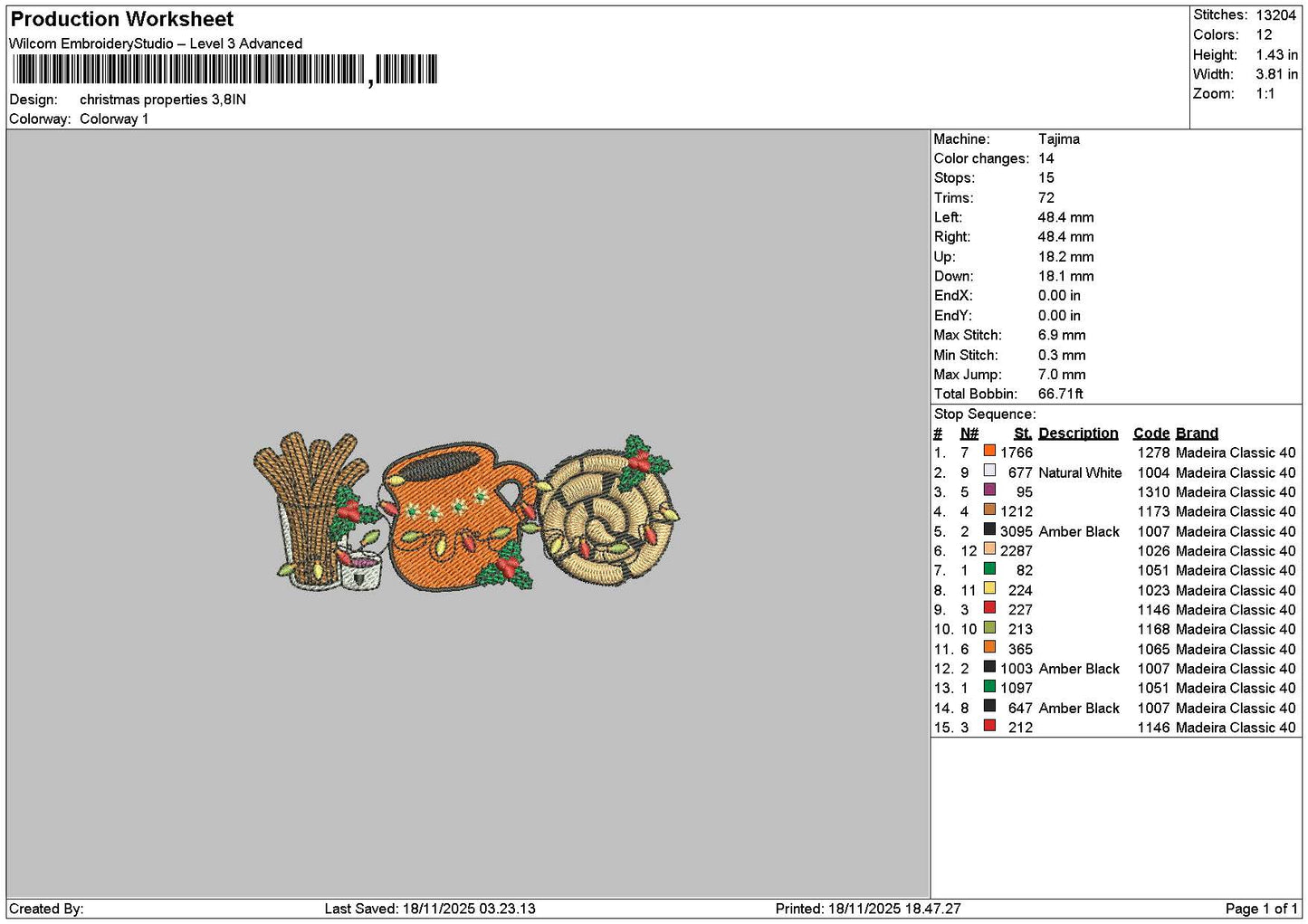 Xmas Symbols 1811 Embroidery 2 Versions