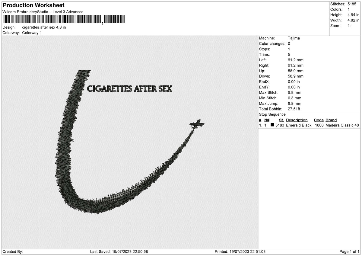 Cigarettes after sex Embroidery File 6 size