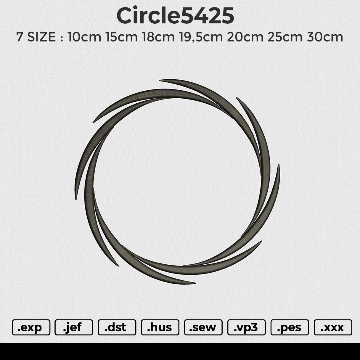 circle5425 Embroidery File 6 size