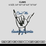 Claws Embroidery File 6 sizes
