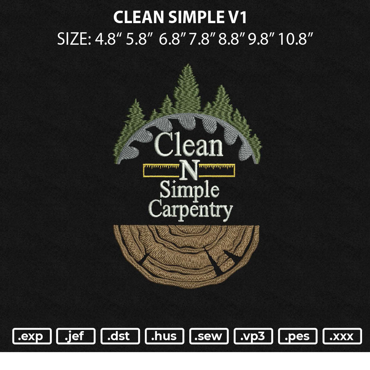 Clean Simple V1 Embroidery File 6 sizes