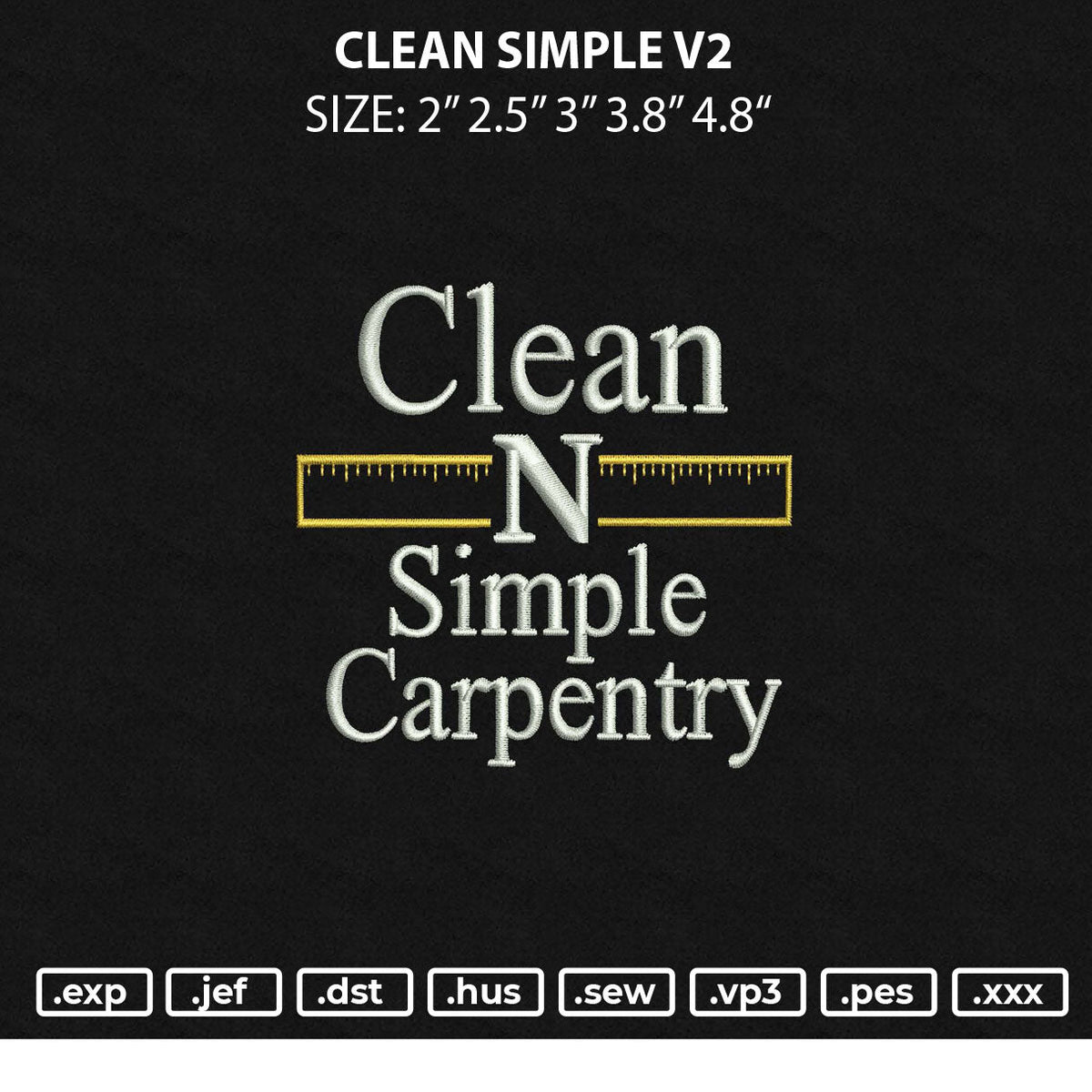 Clean Simple V2 Embroiery File 6 sizes