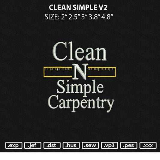 Clean Simple V2 Embroiery File 6 sizes