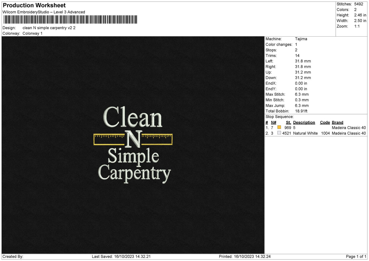 Clean Simple V2 Embroiery File 6 sizes