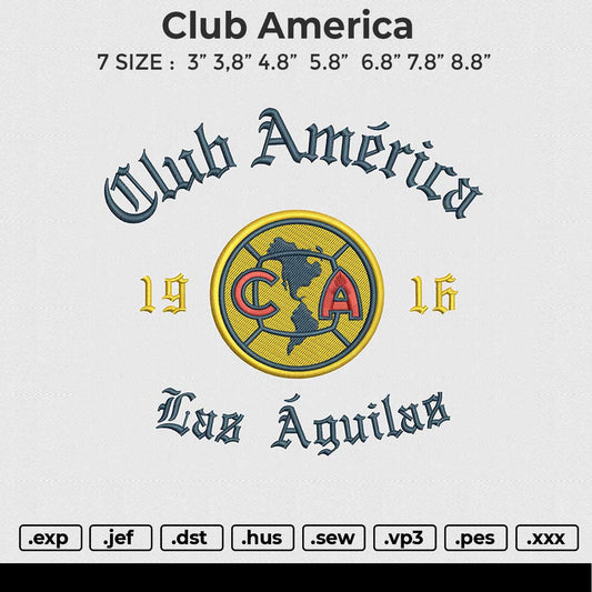 Club America Embroidery File 6 size