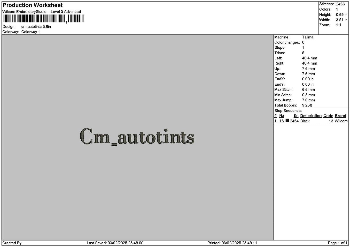Autotintstext Embroidery File 6 sizes