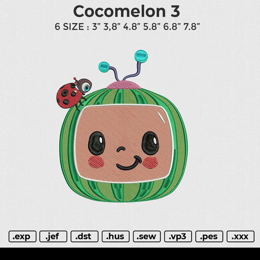 Cocomelon 3 Embroidery File 6 size
