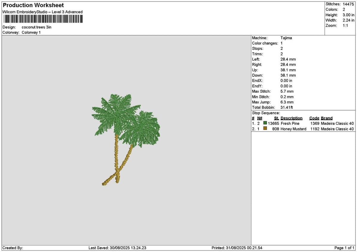 Palm Trees Embroidery File 6 sizes