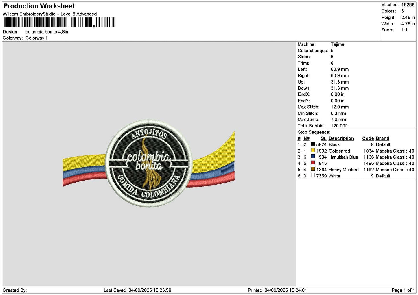 Columbiatext Embroidery File 6 sizes