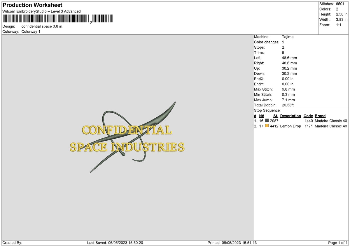 Confidential Space Embroidery File 6 sizes