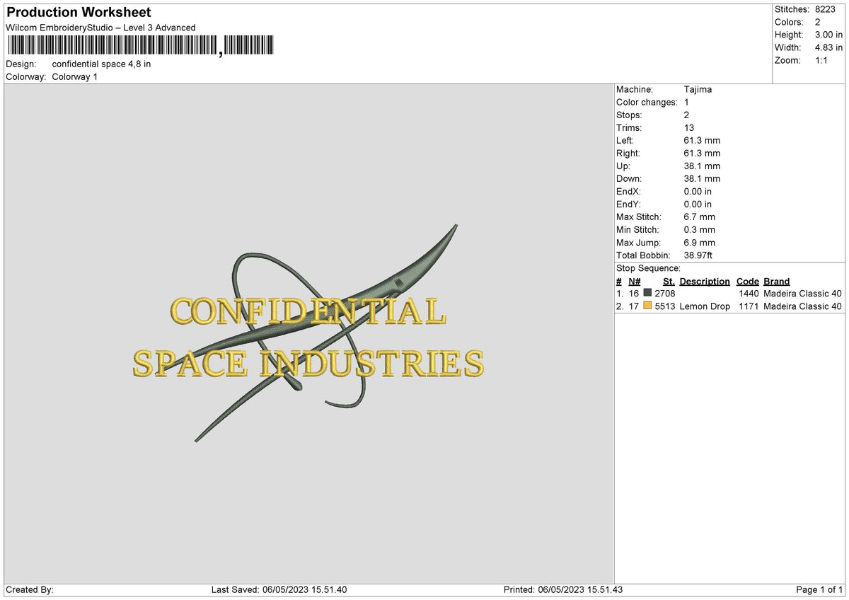 Confidential Space Embroidery File 6 sizes